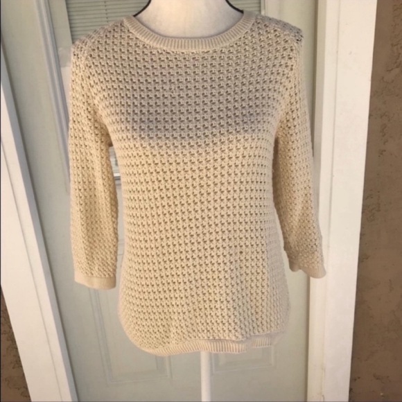 Sand color knit sweater with back zipper closure size small FINAL $18 - Picture 3 of 7